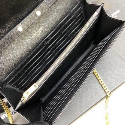 Ysl 𝑴𝒐𝒏𝒐𝒈𝒓𝒂𝒎 𝑾𝒐𝒄 black caviar pattern envelope bag - Image 8