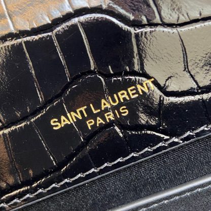 Ysl black gold buckle crocodile shoulder bag - Image 8