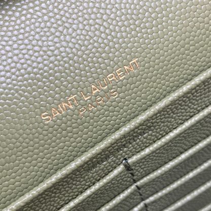 Ysl grass green with gold buckle caviar pattern envelope bag - Image 8