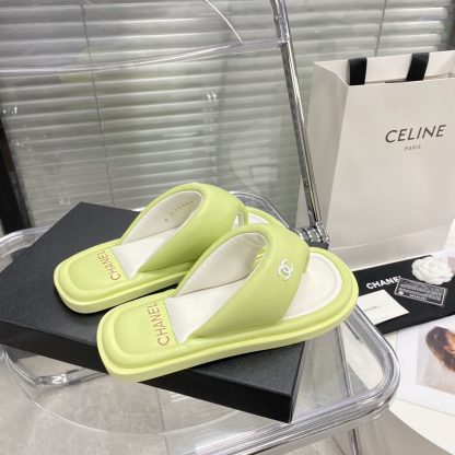 Chanel summer macaron light green new bread cute beach flip flops bottom thickness: 2cm - Image 3