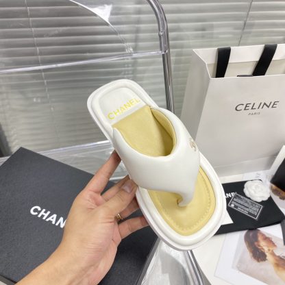Chanel Summer Macaron White New Bread Cute Beach Flip Flops Bottom Thickness: 2cm - Image 4