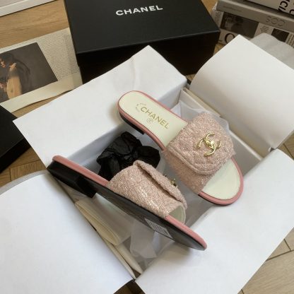 Chanel early autumn pink cute sweet fashionable slippers - Image 8