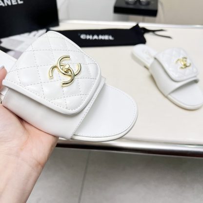 Chanel Early Spring White Full Retro Slippers - Image 8