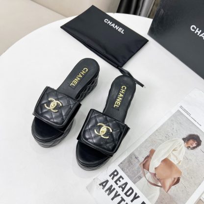 Chanel black spring and summer series European and American catwalk new slippers heel height 6.5 - Image 8