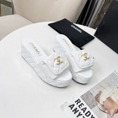 Chanel white spring and summer series European and American catwalk new slippers heel height 6.5 - Image 8