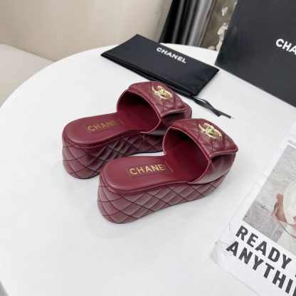 Chanel red spring and summer series European and American catwalk new slippers heel height 6.5 - Image 8