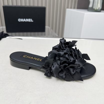 Chanel Spring/Summer Dance Shoes Series Black Slim Retro Feeling Custom Flower Slippers Heel Height 1.5cm - Image 8