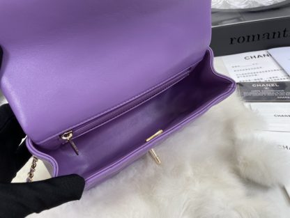 Sheepskin Light Gold Chanel 22A Latest Mini CF Handle Tote Bag - Image 8