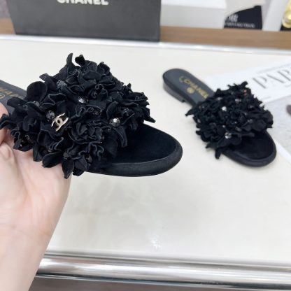 Chanel Spring/Summer Dance Shoes Collection Black Retro Printed Brick Slippers - Image 8