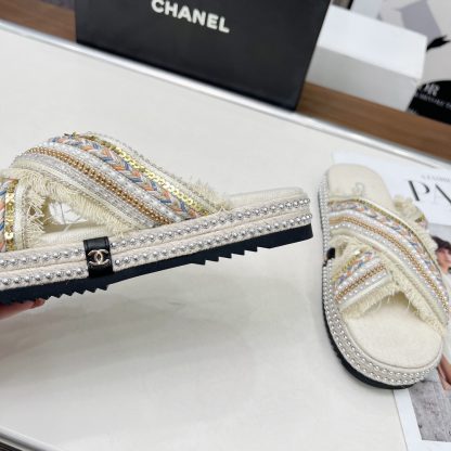 Chanel Early Spring White and Gold Series Small Round Toe Hot Brick Slippers - Image 8