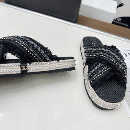 Chanel Early Spring Black and Gray Series Small Round Toe Hot Brick Slippers - Image 8