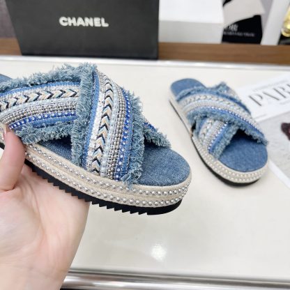 Chanel Early Spring Blue and White Series Small Round Toe Hot Brick Slippers - Image 8
