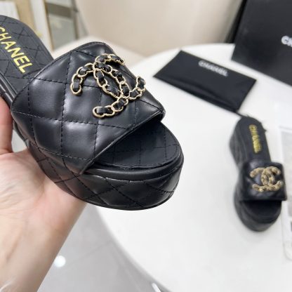 Chanel Spring/Summer Dance Shoes Series Black European and American Catwalk New Slippers Heel Height 6.5cm - Image 8
