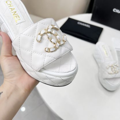 Chanel Spring/Summer Dance Shoes Series White European and American Show New Slippers Heel Height 6.5cm - Image 8