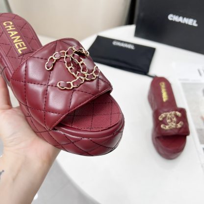 Chanel Spring/Summer Dance Shoes Series Red European and American Catwalk New Slippers Heel Height 6.5cm - Image 8