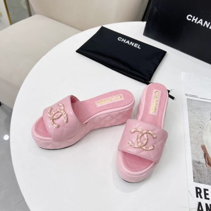 Chanel Spring/Summer Dance Shoes Collection Pink European and American Catwalk New Slippers Heel Height 6.5cm - Image 8