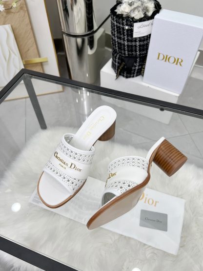 Dior D-Lane Women's Round Heel Hollow High Heel Sandals - Image 7
