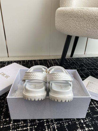 Dior white Velcro strap woven flat sandals - Image 8