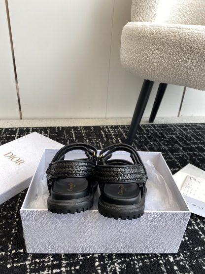 Dior black Velcro strap woven flat sandals - Image 8