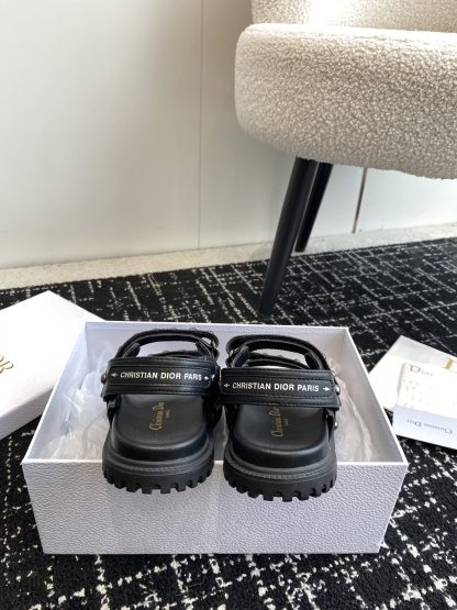 Dior black Velcro strap rivet flat sandals - Image 8
