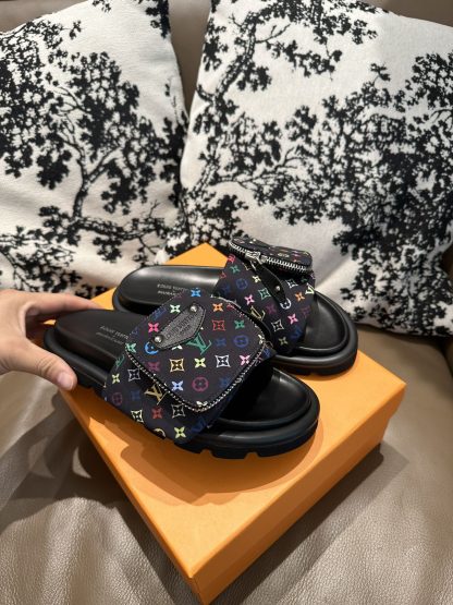 Louis Vuitton Couple's Small Backpack and Four-Color Slippers - Image 8