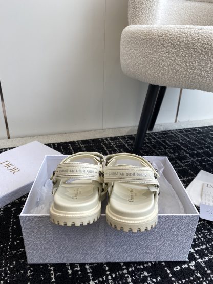 Dior Velcro Strap Studded Flat Sandals - Image 8