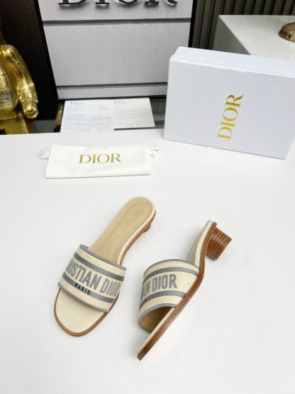 Dior women's monogram embroidered leather sole elegant high-heeled sandals - Image 8