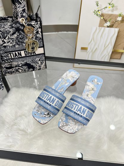 Dior light blue monogram embroidered high-heeled sandals - Image 8