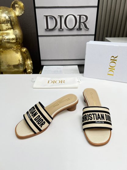 Dior Women's Monogram Embroidered Leather High Heel Sandals - Image 8