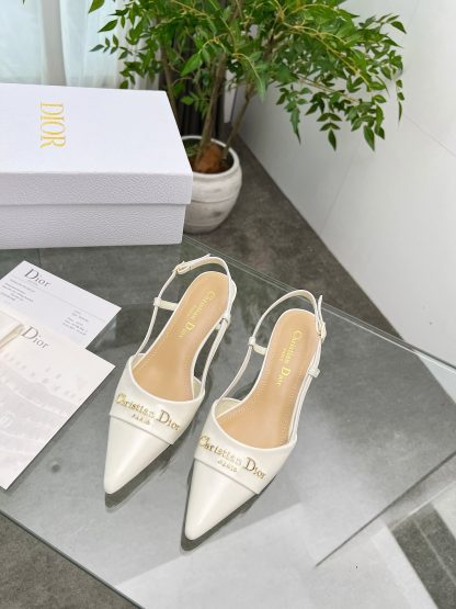 Dior patent leather shiny white temperament high heels - Image 8