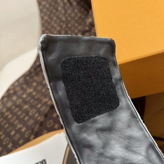 Louis Vuitton embossed silk slippers