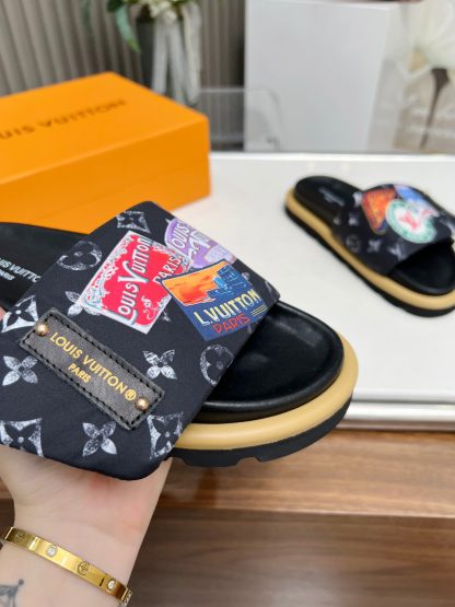 Louis Vuitton embossed logo slippers Pool Pillow Comfort flat slides - Image 8