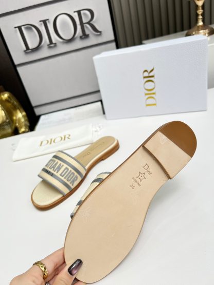 Dior Women's Monogram Embroidered Slippers - Image 8