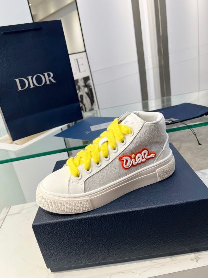Dior Grey Jacquard High Top Sneakers - Image 8