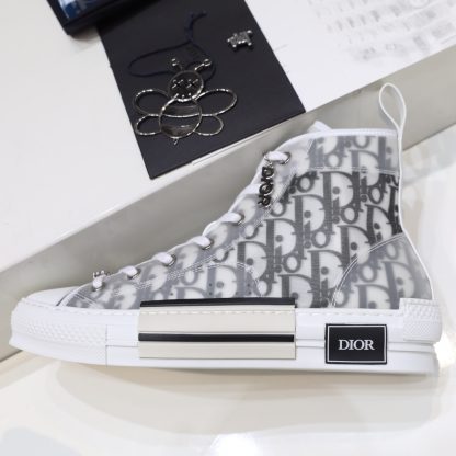Dior Matte Pearl Glitter PVC Semi-Transparent Panel High-Top Casual Sneakers - Image 8