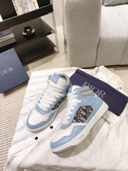 Dior Light Blue High-Top B27 Couple Casual Shoes - Image 8