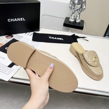 Chanel autumn and winter new goddess elegant temperament apricot half-slippers - Image 9