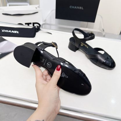 Chanel Early Spring Dance Shoes Series New European and American Style Black Sandals Heel Height 3.5cm - Image 9
