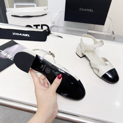 Chanel Early Spring Dance Shoes Series New European and American Style White Sandals Heel Height 3.5cm - Image 9