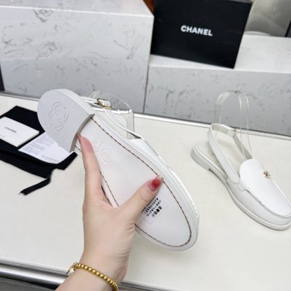 Chanel Spring and Summer Dance Shoes Series New White Round Toe Sandals Heel Height 2.5cm - Image 9