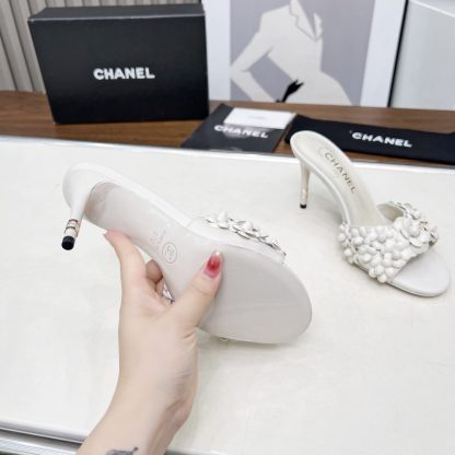 Chanel Spring and Summer White Dancing Shoes Series New Custom Flower Sandals Heel Height 8.5cm - Image 9