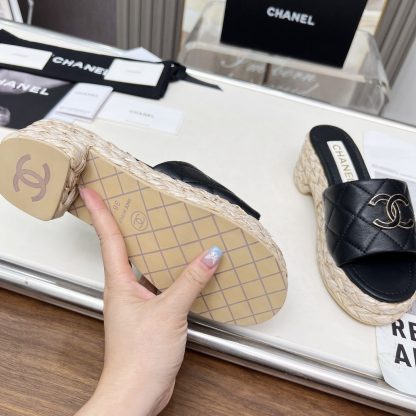 Chanel black spring and summer dance shoes series slimming sandals with heel height 6.5cm - Image 9