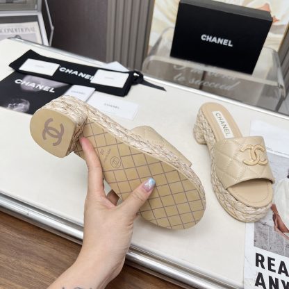 Chanel apricot spring and summer dancing shoes series slimming sandals with a heel height of 6.5cm - Image 9