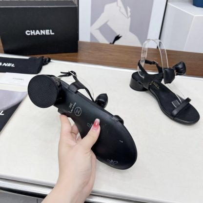 Chanel Spring/Summer Dancing Shoes Collection Black Bowknot Sandals Heel Height 3.5cm - Image 9