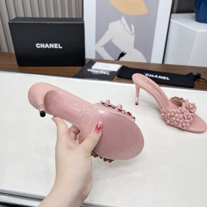 Chanel Spring and Summer Pink Dancing Shoes Series New Custom Flower Sandals Heel Height 8.5cm - Image 9