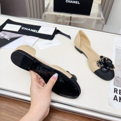 Chanel apricot spring and summer dance shoes series new custom camellia sandals heel height 1.5cm - Image 9