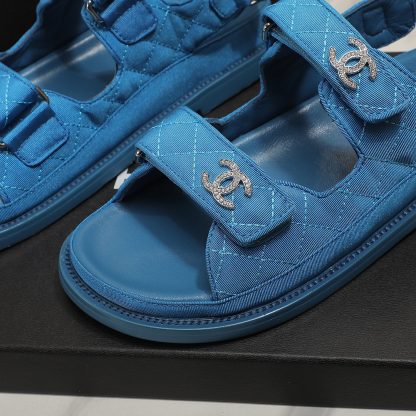 Chanel Temperament Denim Blue Sandals - Image 9