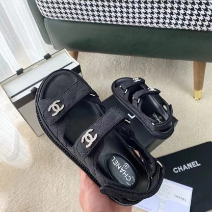 Chanel Temperament Denim Black Classic Sandals - Image 9