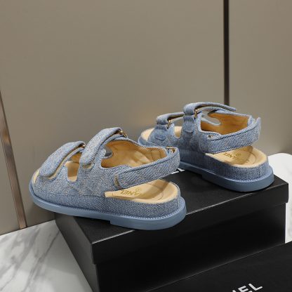 Chanel Temperament Denim Blue Classic Sandals - Image 9