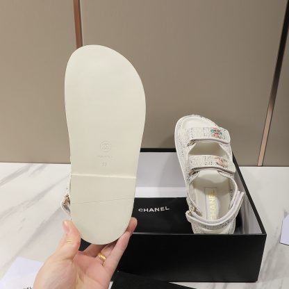 Chanel Check Design Classic Velcro Sandals - Image 9